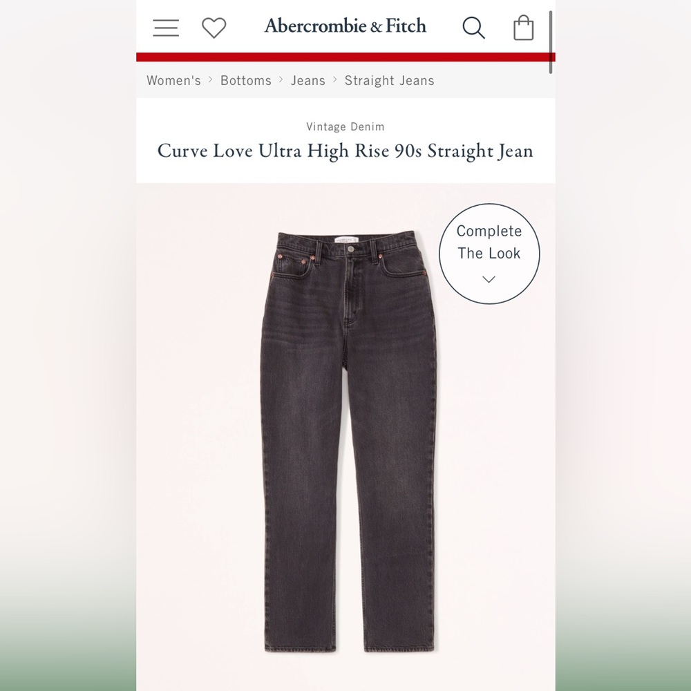 Abercrombie 90s straight high rise curve love black jean